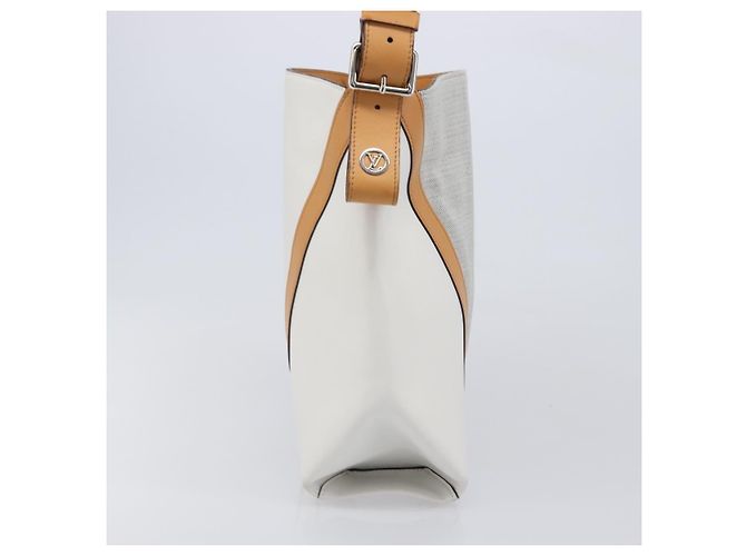 LOUIS VUITTON Borsa a Tracolla Baguette GM Pelle Bianca Argento LV Auth 203256 Bianco - vista 4