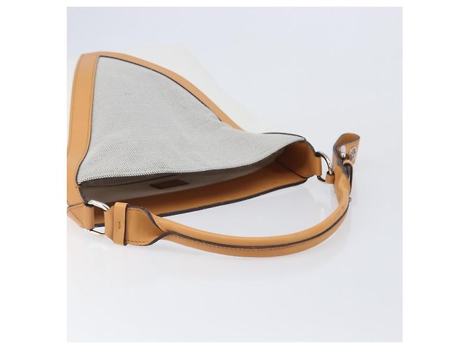 LOUIS VUITTON Borsa a Tracolla Baguette GM Pelle Bianca Argento LV Auth 203256 Bianco - vista 7