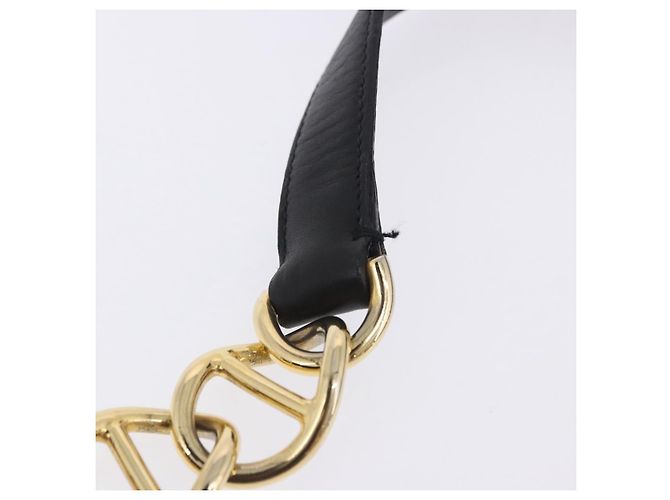 Bolsa de Ombro com Corrente PRADA em Couro Preto e Ouro Auth am12576V Dourado - vista 14