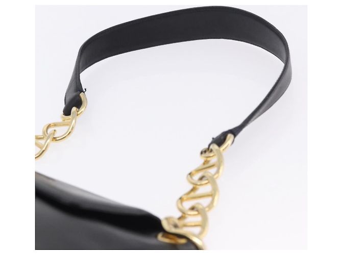 Bolsa de Ombro com Corrente PRADA em Couro Preto e Ouro Auth am12576V Dourado - vista 15