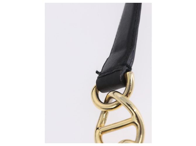 Bolsa de Ombro com Corrente PRADA em Couro Preto e Ouro Auth am12576V Dourado - vista 16
