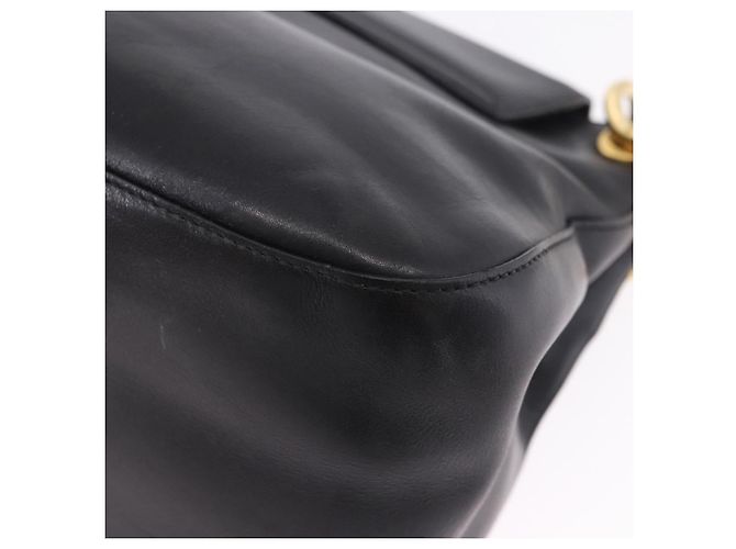 Bolsa de Ombro com Corrente PRADA em Couro Preto e Ouro Auth am12576V Dourado - vista 21