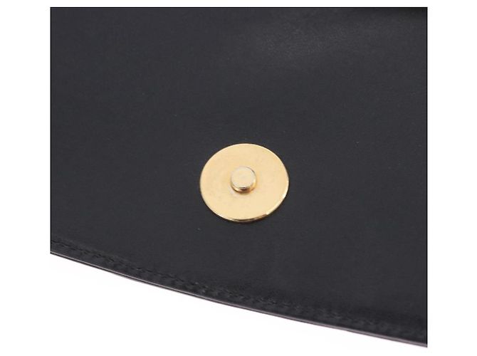 Bolsa de Ombro com Corrente PRADA em Couro Preto e Ouro Auth am12576V Dourado - vista 23