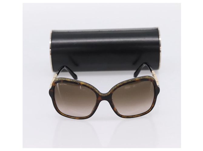 Bulgari Occhiali da sole BVLGARI Plastica Marrone Tono Oro Auth BA15587V - vista 12