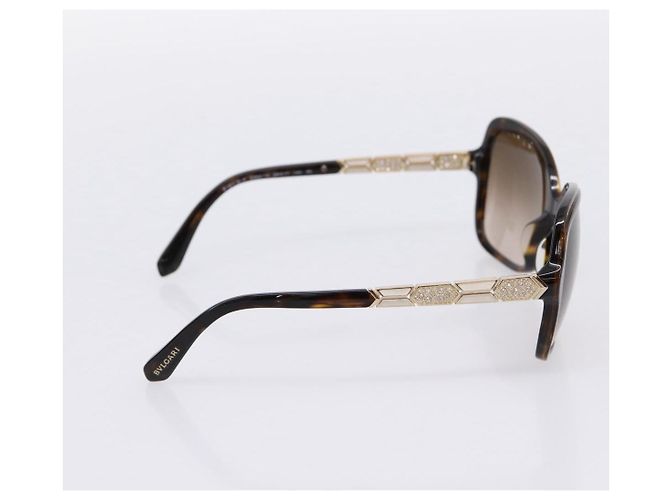 Bulgari Occhiali da sole BVLGARI Plastica Marrone Tono Oro Auth BA15587V - vista 3