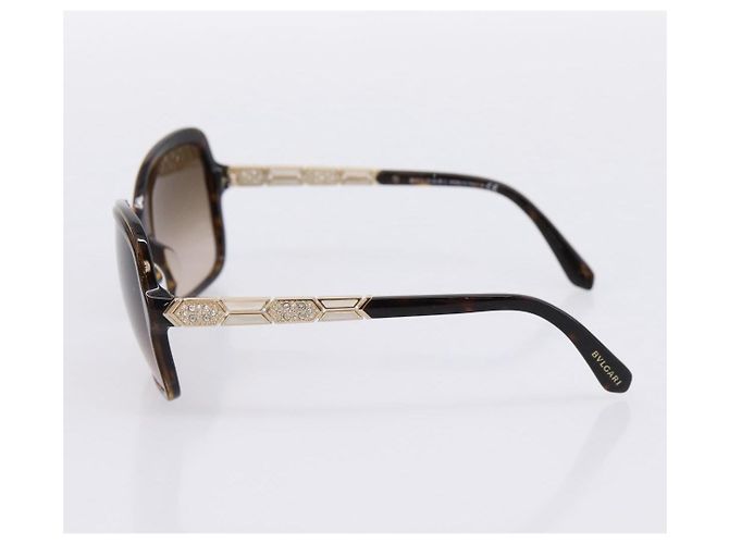 Bulgari Occhiali da sole BVLGARI Plastica Marrone Tono Oro Auth BA15587V - vista 5
