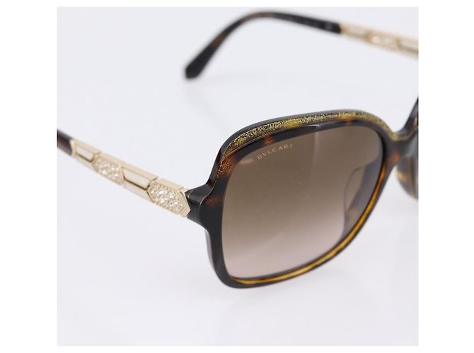 Bulgari Occhiali da sole BVLGARI Plastica Marrone Tono Oro Auth BA15587V - vista 7