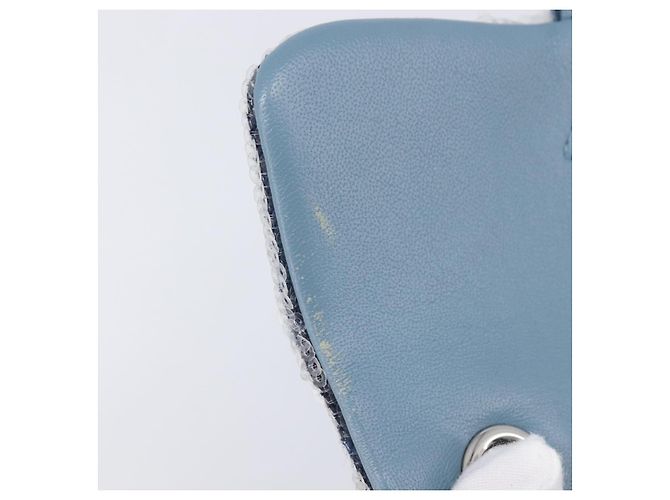 Borsa a tracolla Mini Matelassé con catena CHANEL in paillettes Blu Argento CC Auth yk20926M - vista 19
