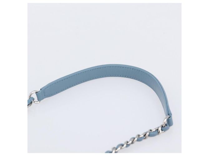 Borsa a tracolla Mini Matelassé con catena CHANEL in paillettes Blu Argento CC Auth yk20926M - vista 9