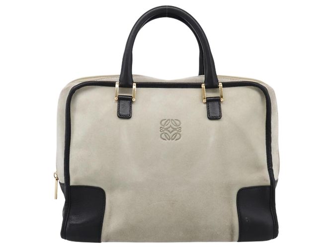 Borsa a mano LOEWE Amazona 32 Suede Beige Gold Auth 204758 D'oro - vista 13
