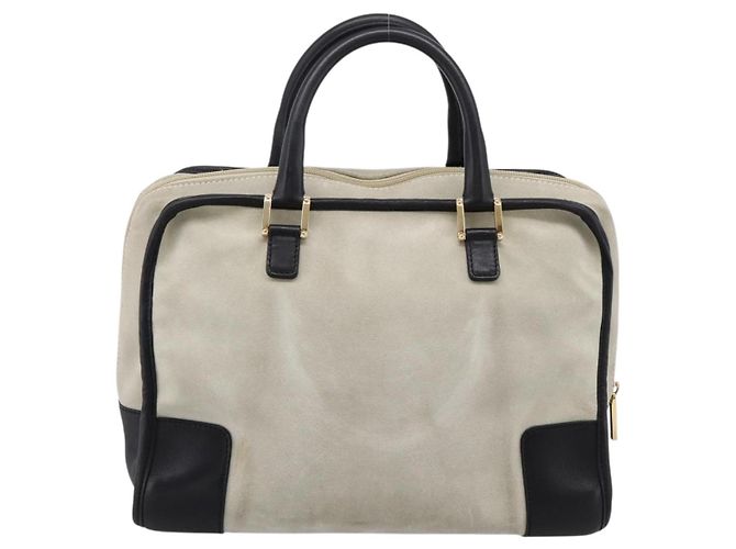 Borsa a mano LOEWE Amazona 32 Suede Beige Gold Auth 204758 D'oro - vista 2