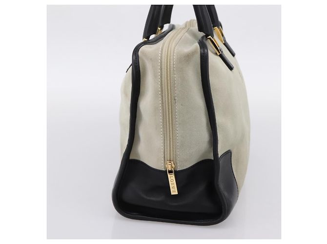 Borsa a mano LOEWE Amazona 32 Suede Beige Gold Auth 204758 D'oro - vista 3