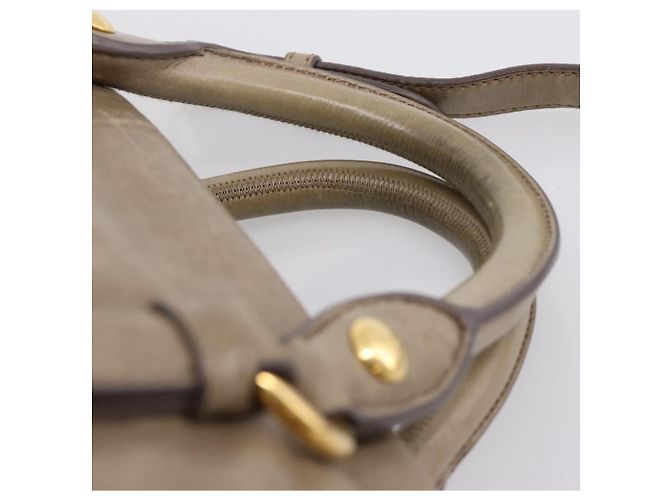 Borsa a mano Miu Miu Vitellolux in pelle 2way Beige Tono Oro Auth 204644V - vista 16