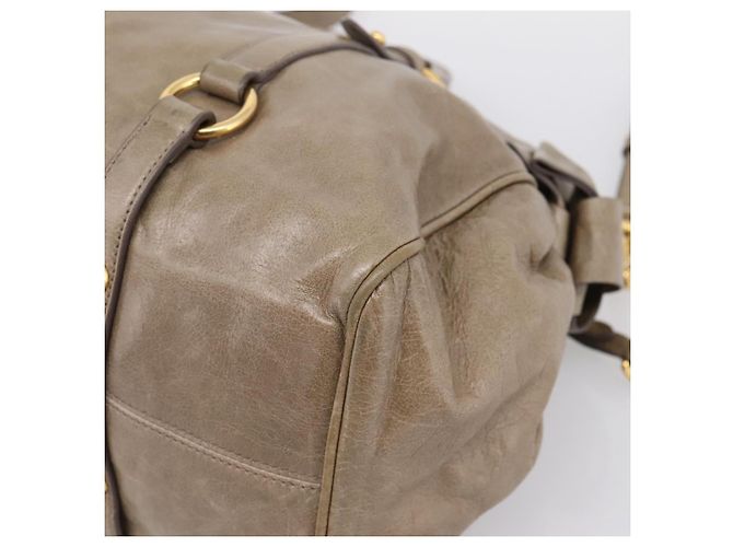 Borsa a mano Miu Miu Vitellolux in pelle 2way Beige Tono Oro Auth 204644V - vista 18