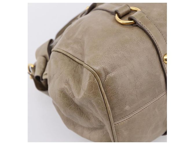 Borsa a mano Miu Miu Vitellolux in pelle 2way Beige Tono Oro Auth 204644V - vista 19