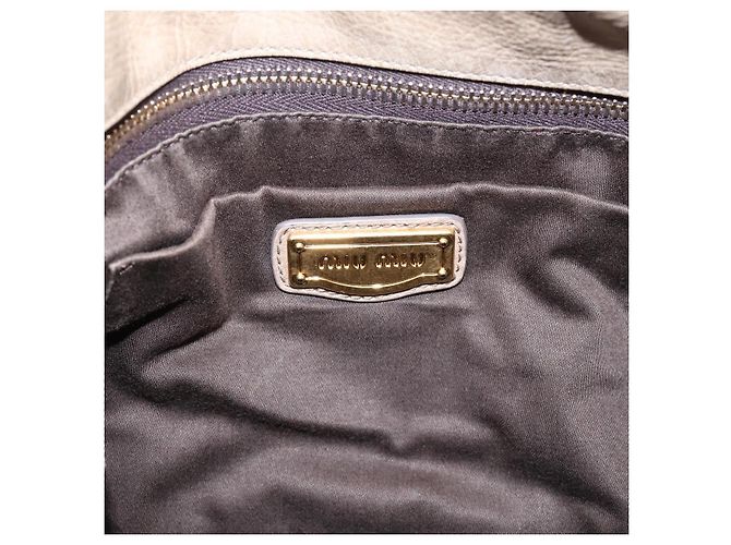 Borsa a mano Miu Miu Vitellolux in pelle 2way Beige Tono Oro Auth 204644V - vista 22