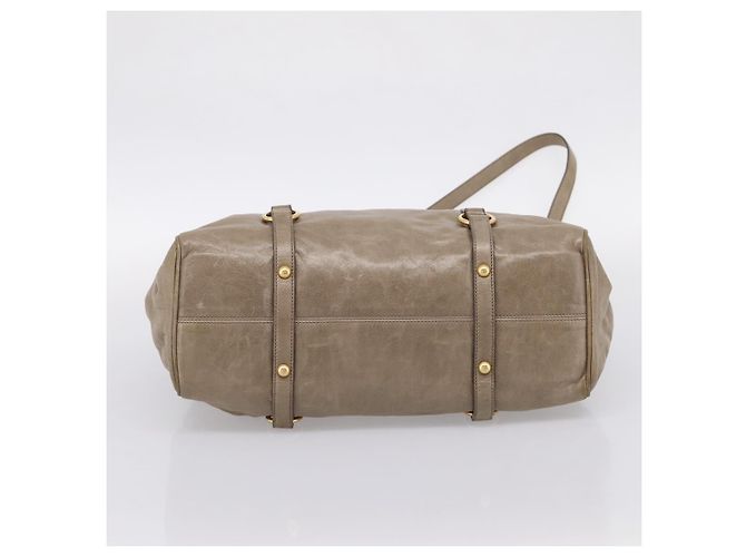 Borsa a mano Miu Miu Vitellolux in pelle 2way Beige Tono Oro Auth 204644V - vista 5