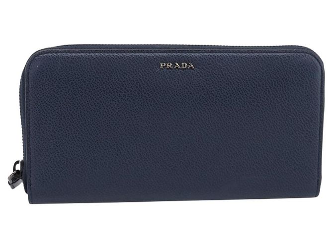 PRADA Langbeutel aus Leder Navy Silver Auth 205101V Silber Marineblau - Ansicht 13