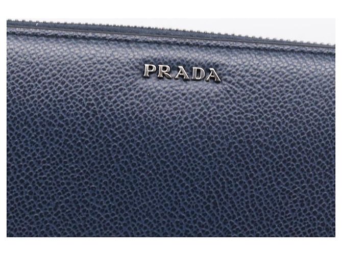PRADA Langbeutel aus Leder Navy Silver Auth 205101V Silber Marineblau - Ansicht 17