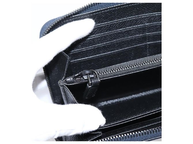 PRADA Langbeutel aus Leder Navy Silver Auth 205101V Silber Marineblau - Ansicht 19