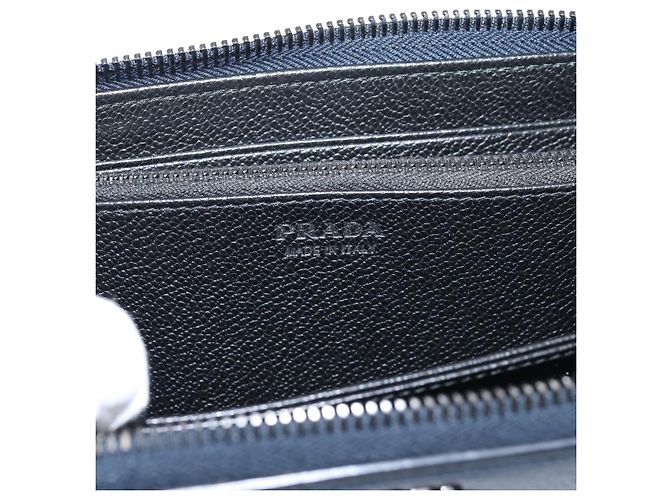 PRADA Langbeutel aus Leder Navy Silver Auth 205101V Silber Marineblau - Ansicht 20