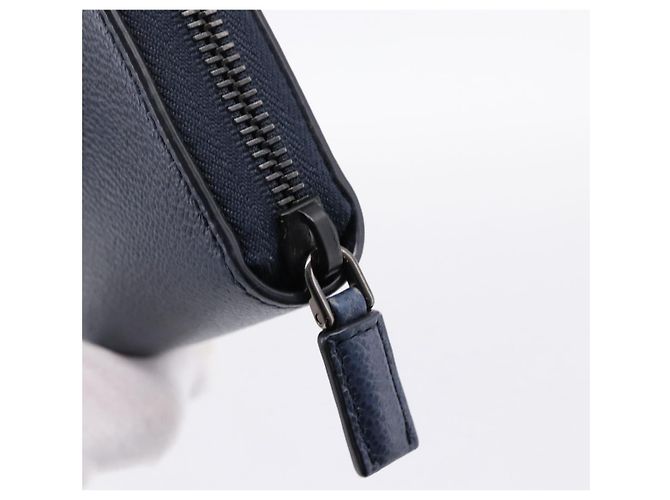 PRADA Langbeutel aus Leder Navy Silver Auth 205101V Silber Marineblau - Ansicht 8