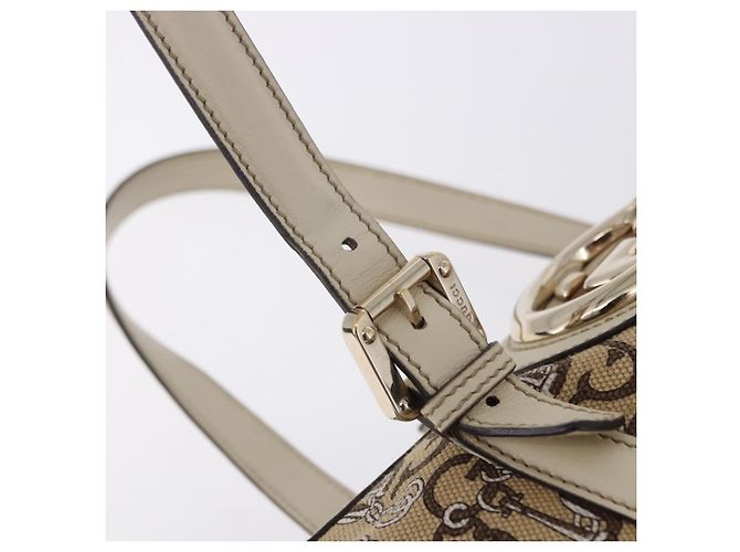 Borsa GUCCI Canvas Beige Gold 170009 Auth 204360V D'oro - vista 10
