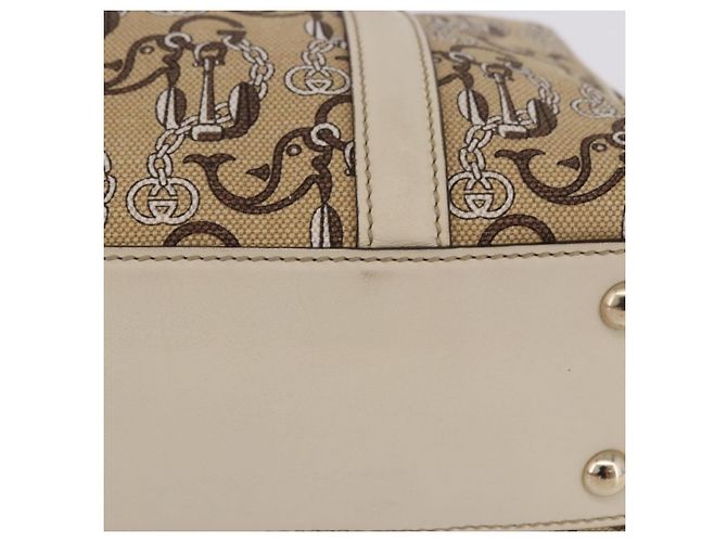 Borsa GUCCI Canvas Beige Gold 170009 Auth 204360V D'oro - vista 12