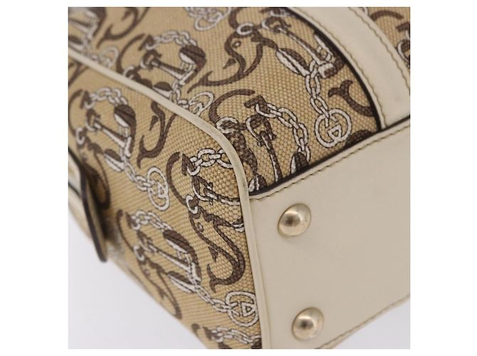 Borsa GUCCI Canvas Beige Gold 170009 Auth 204360V D'oro - vista 13