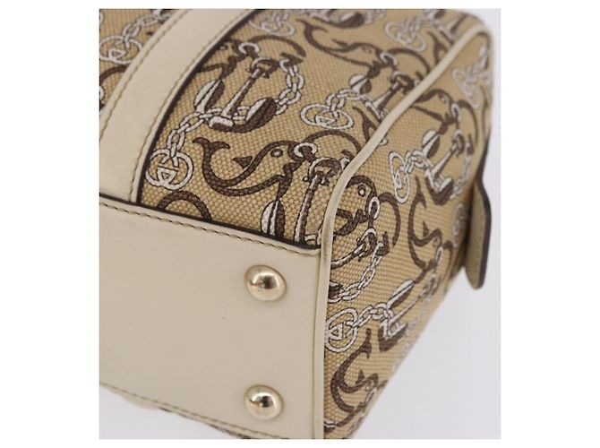 Borsa GUCCI Canvas Beige Gold 170009 Auth 204360V D'oro - vista 14