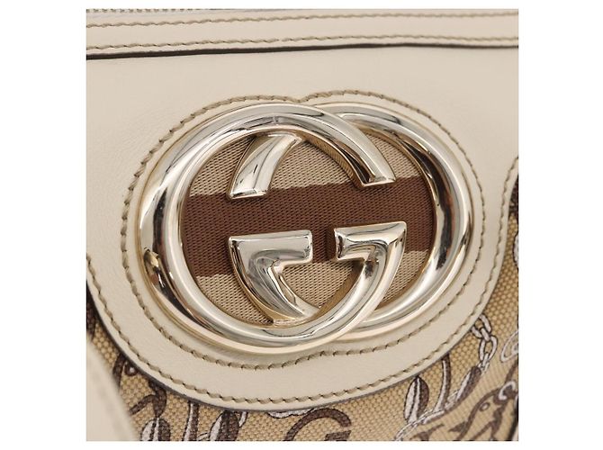 Borsa GUCCI Canvas Beige Gold 170009 Auth 204360V D'oro - vista 17