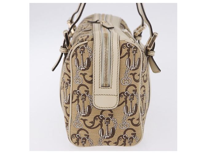 Borsa GUCCI Canvas Beige Gold 170009 Auth 204360V D'oro - vista 5