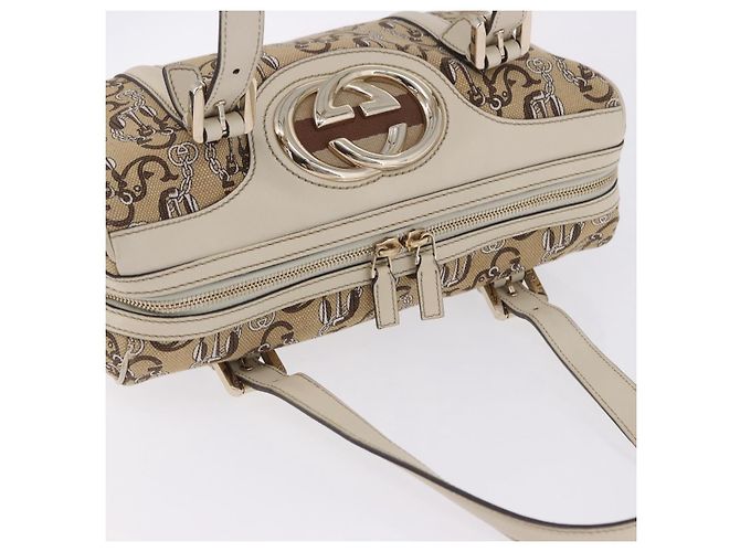Borsa GUCCI Canvas Beige Gold 170009 Auth 204360V D'oro - vista 6