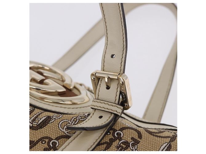 Borsa GUCCI Canvas Beige Gold 170009 Auth 204360V D'oro - vista 9