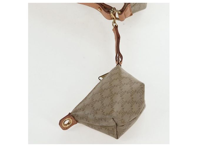 Céline Borsa a mano CELINE Macadam Canvas PVC Beige Gold Auth 201135V D'oro - vista 11