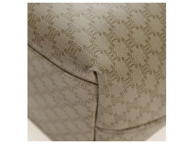 Céline Borsa a mano CELINE Macadam Canvas PVC Beige Gold Auth 201135V D'oro - vista 18