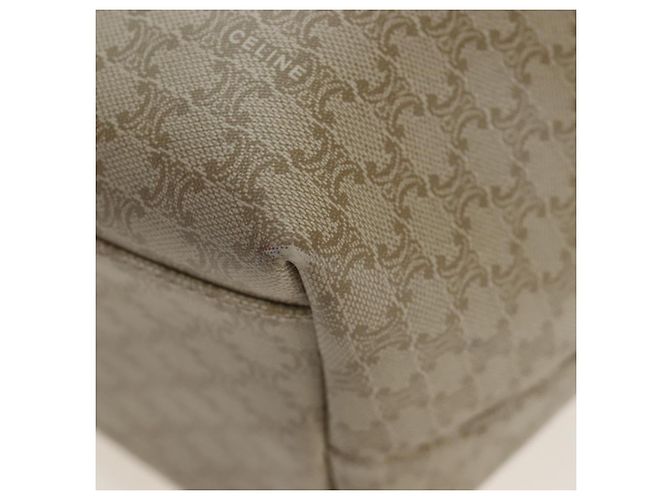 Céline Borsa a mano CELINE Macadam Canvas PVC Beige Gold Auth 201135V D'oro - vista 20