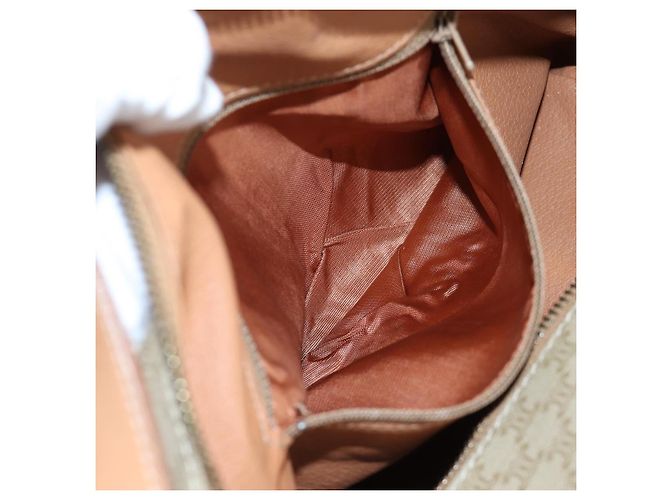 Céline Borsa a mano CELINE Macadam Canvas PVC Beige Gold Auth 201135V D'oro - vista 27