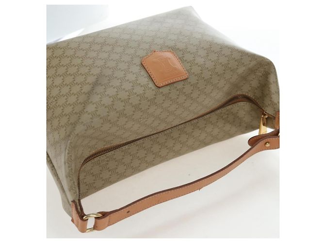 Céline Borsa a mano CELINE Macadam Canvas PVC Beige Gold Auth 201135V D'oro - vista 6