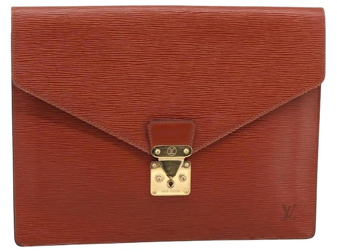LOUIS VUITTON Epi Porte Documents Senatur Briefcase Brown M54453 LV Auth LN129 Marrone - vista 13
