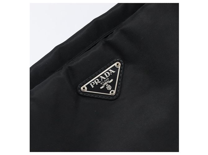 Bolso de hombro PRADA Nylon Negro Plata Auth 201270 - vista 20