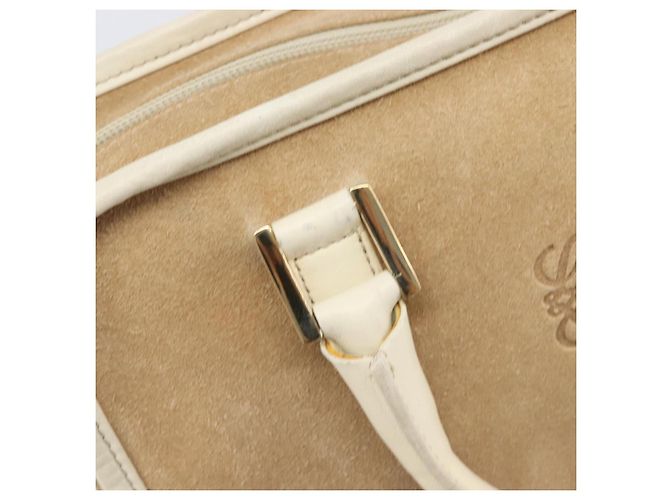 Borsa a mano LOEWE Amazona 28 Camoscio Beige Tono Oro Auth 204571V - vista 9