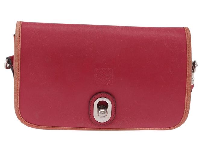 Bolso de hombro LOEWE de cuero rojo y dorado auténtico 204848 Roja - vista 13