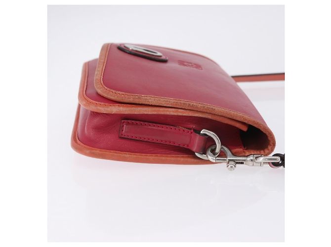 Bolso de hombro LOEWE de cuero rojo y dorado auténtico 204848 Roja - vista 3