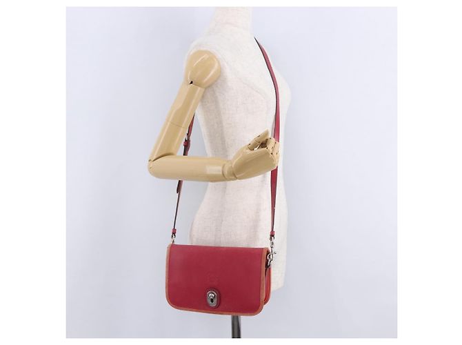 Bolso de hombro LOEWE de cuero rojo y dorado auténtico 204848 Roja - vista 35