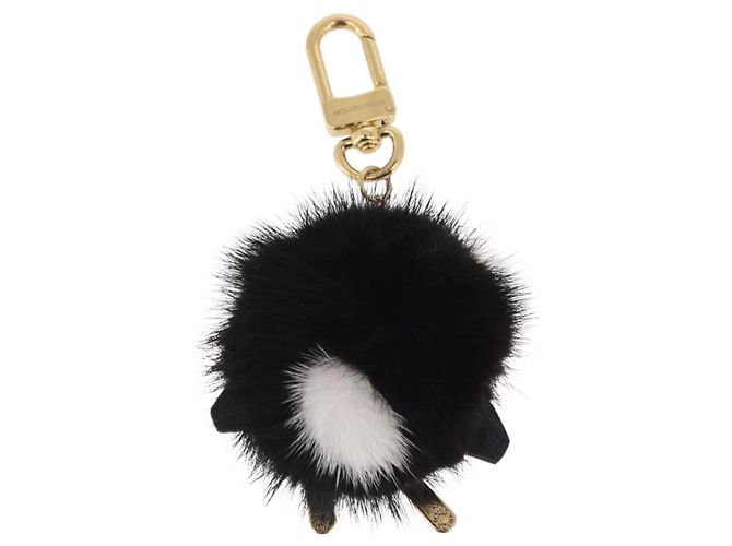 LOUIS VUITTON Porte Cles Wide Panda Bag Charm Fur Black M63094 LV Auth 204063M Nero Bianco - vista 2