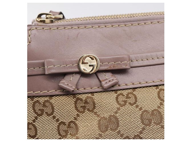 Borsa a tracolla GUCCI GG Canvas Mayfair Beige Gold 257065 Auth 204812 D'oro - vista 15