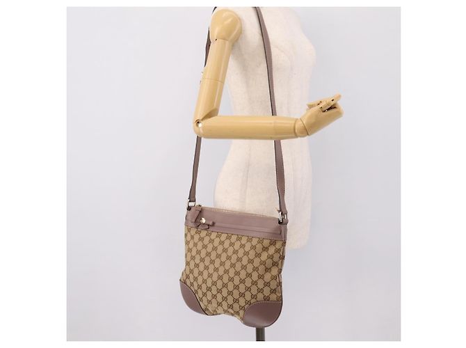 Borsa a tracolla GUCCI GG Canvas Mayfair Beige Gold 257065 Auth 204812 D'oro - vista 24