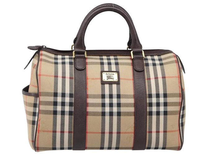 Burberrys Nova Check Boston Bag Canvas Beige Gold Auth am12606V Golden - Ansicht 13