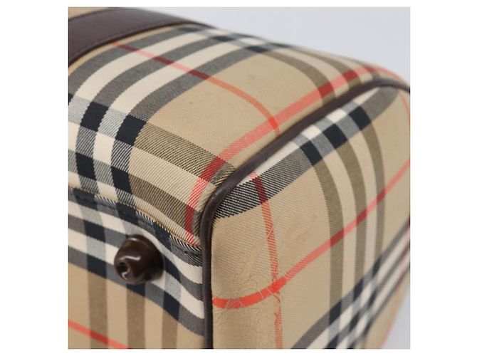 Burberrys Nova Check Boston Bag Canvas Beige Gold Auth am12606V Golden - Ansicht 14
